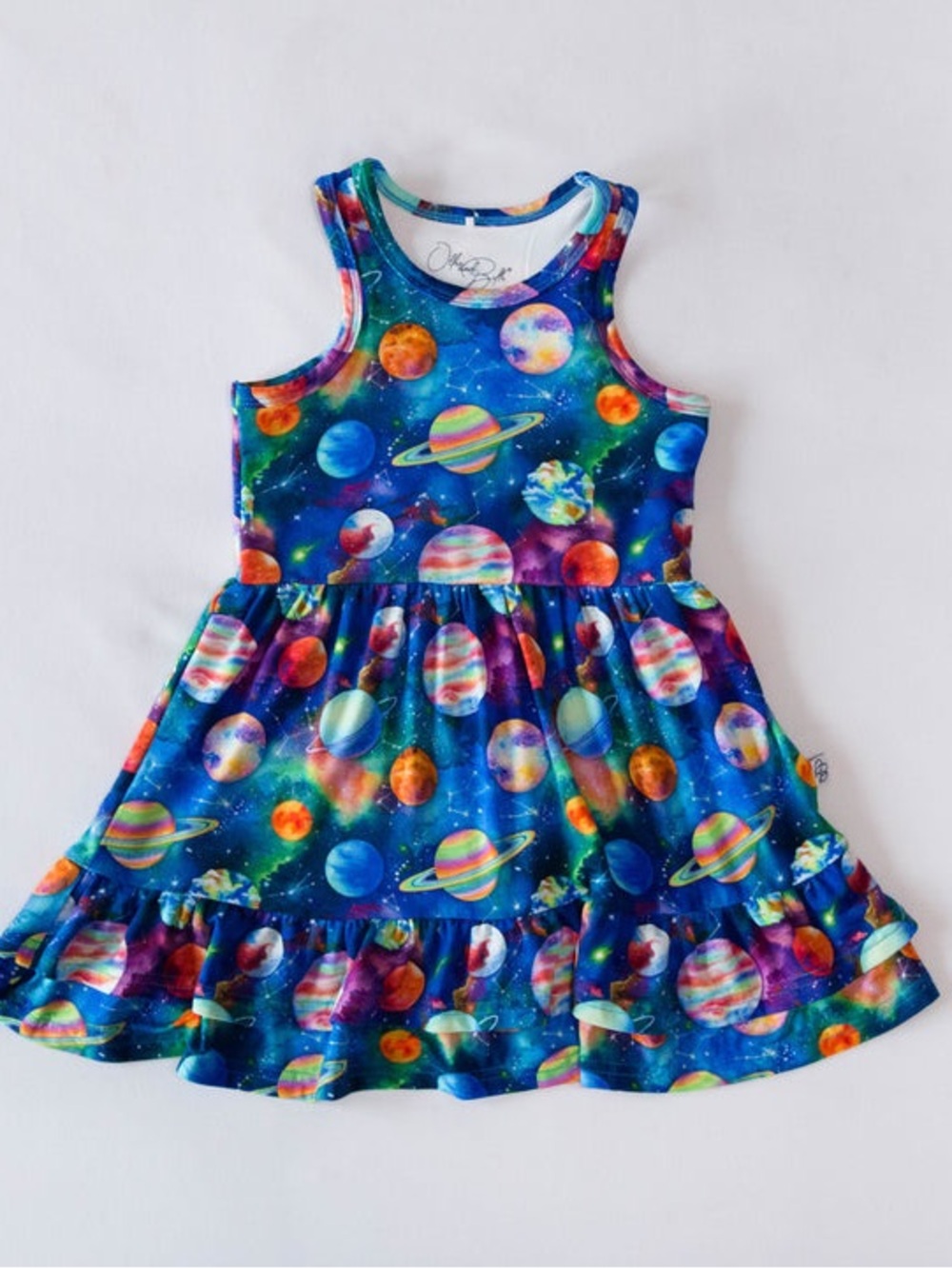 Ollee and belle 2t bamboo planet dress LEO RACERBACK BELLE